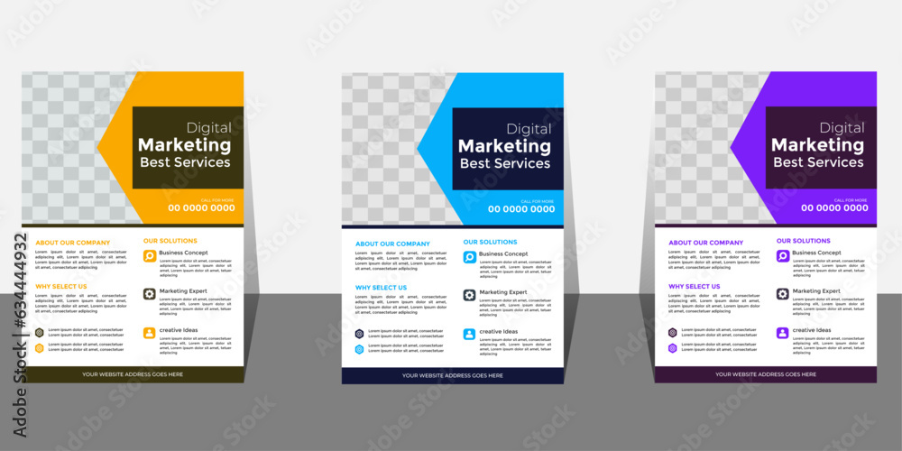  Three color Professional business best a4 editable commercial clean advertising style vector corporate template design