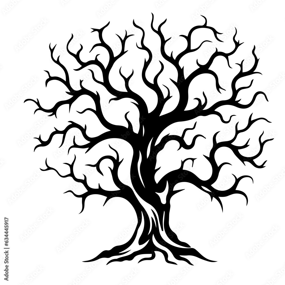 creepy tree silhouette illustration