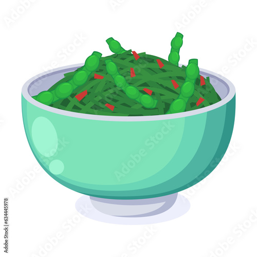 Traditional Chinese lentil and pea soup vector illustration. Asian street food dish in bowl isolated on white. Asian or Pan Asian food concept
