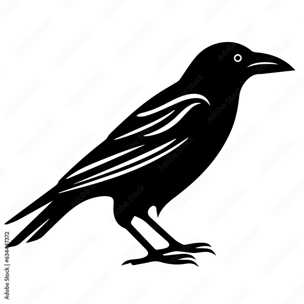 Fototapeta premium raven silhouette Flat Icon vector illustration Clipart