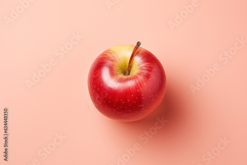 Obraz na płótnie Delicious red apple on pastel background. Flat lay photo w salonie
