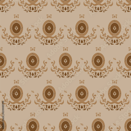 Seamless pattern created by gothic objects set in light brown background