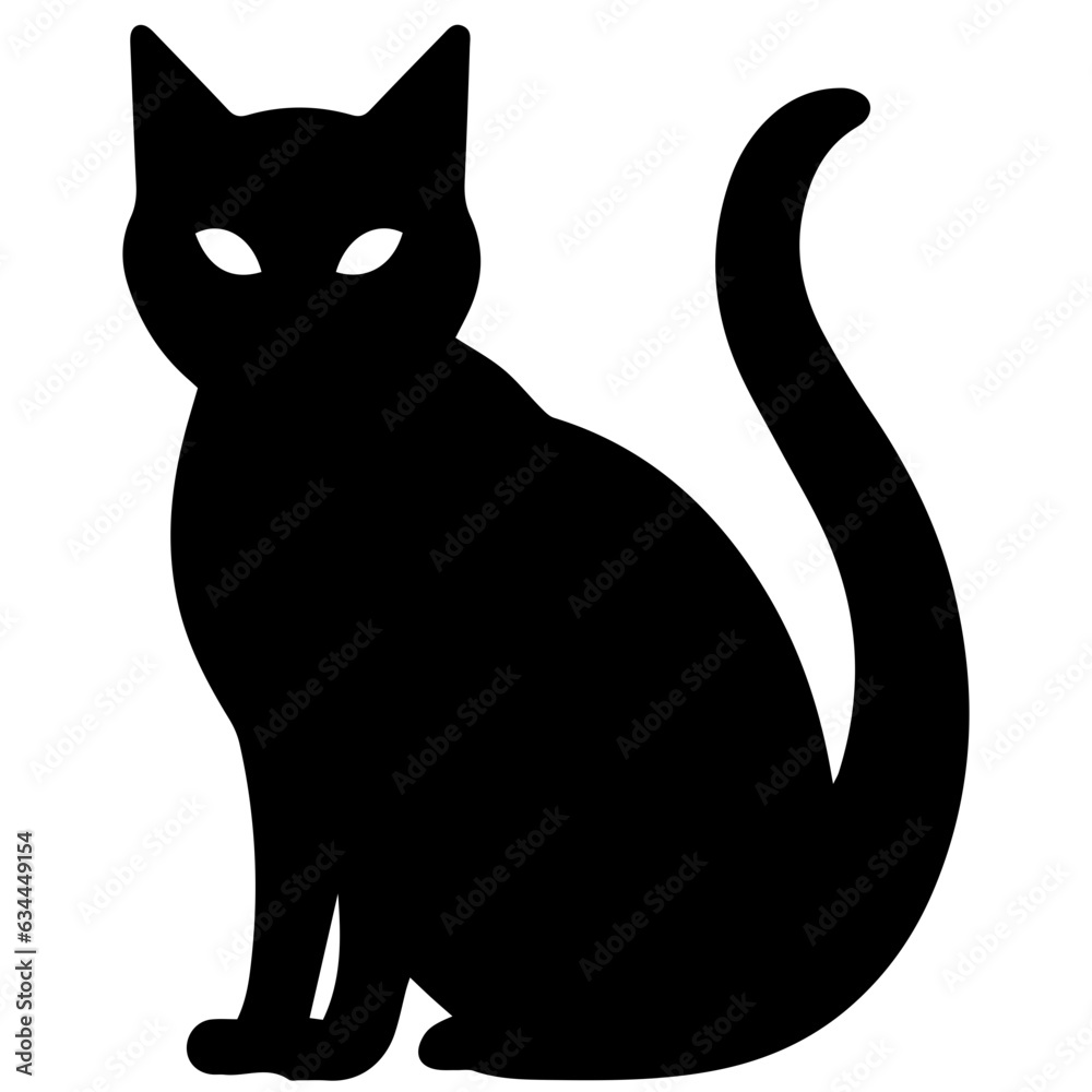 Vector isolated cat silhouette, logo, print, decorative sticker