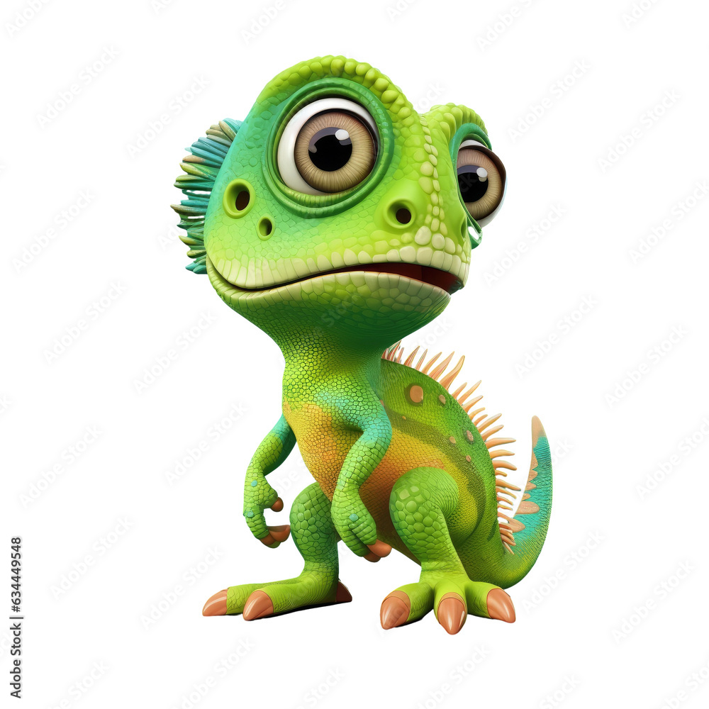 The transparent background is useful for graphic design with a worried chameleon cartoon The transparent background is useful for graphic design with a worried chameleon cartoon