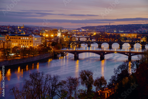 landscape with Vltava river and Karlov most