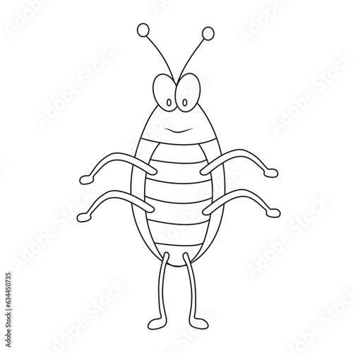 Education game for children coloring page of cute cartoon cockroach line art printable bug worksheet