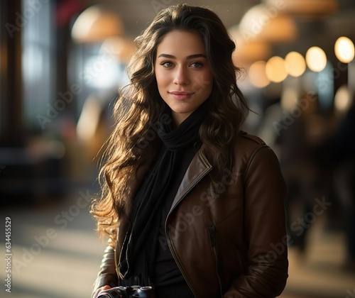 Young Woman with Brown Haires looking into the Camera