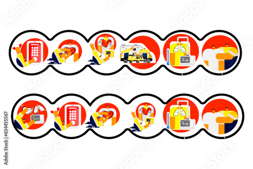 Cartoon characters for survival guide pattern in out hospital cardiac arrest.