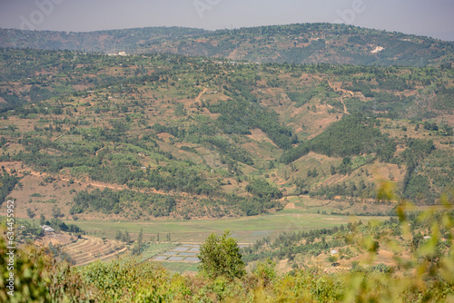 Landscape in western Rwanda at sunset