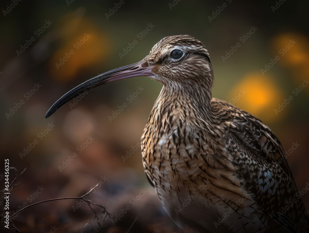 Curlew bird portrait created with Generative AI technology Curlew bird portrait created with Generative AI technology