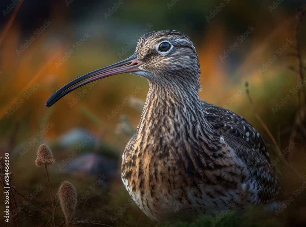 Curlew bird portrait created with Generative AI technology Curlew bird portrait created with Generative AI technology