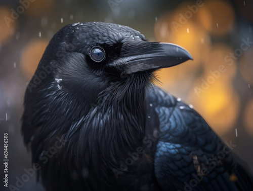 Crow bird portrait created with Generative AI technology