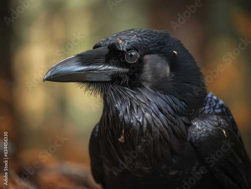 Crow bird portrait created with Generative AI technology