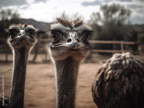 Ostrich bird portrait created with Generative AI technology