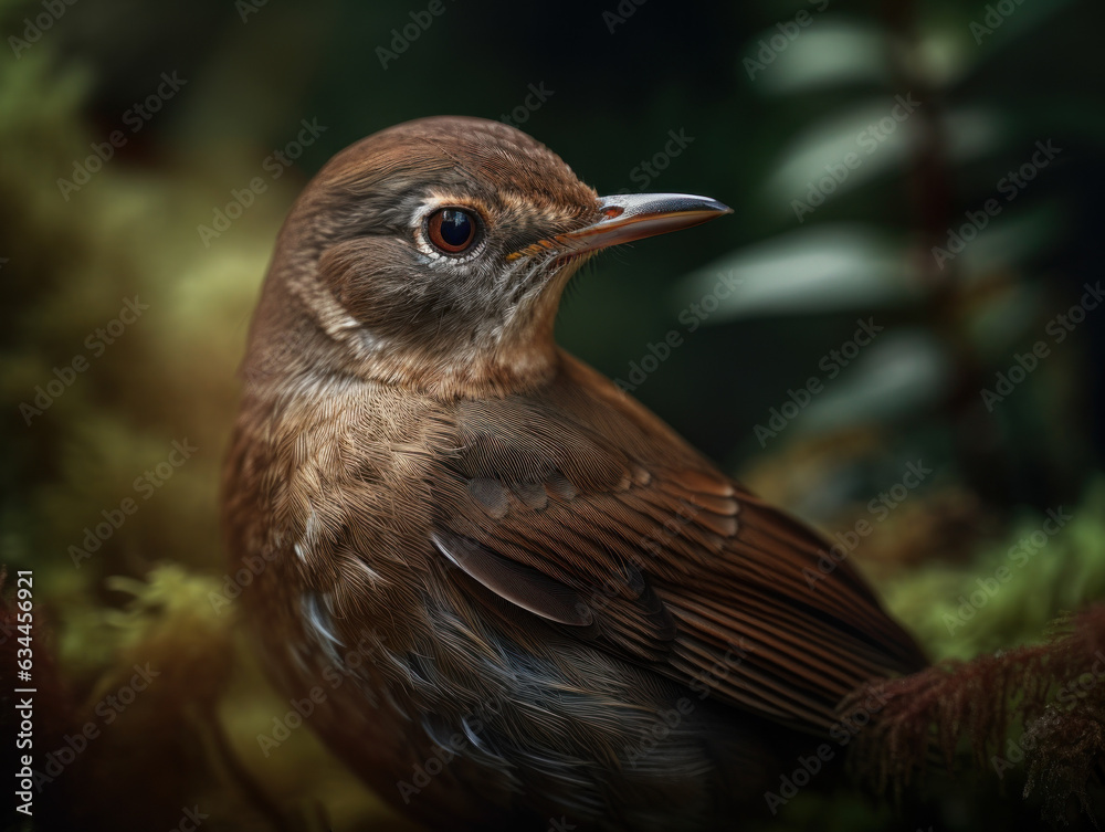 Nightingale bird portrait created with Generative AI technology Nightingale bird portrait created with Generative AI technology