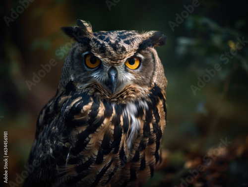 Owl bird portrait created with Generative AI technology © Denis Darcraft