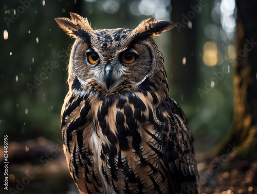 Owl bird portrait created with Generative AI technology © Denis Darcraft