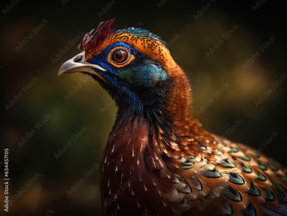Pheasant bird portrait created with Generative AI technology