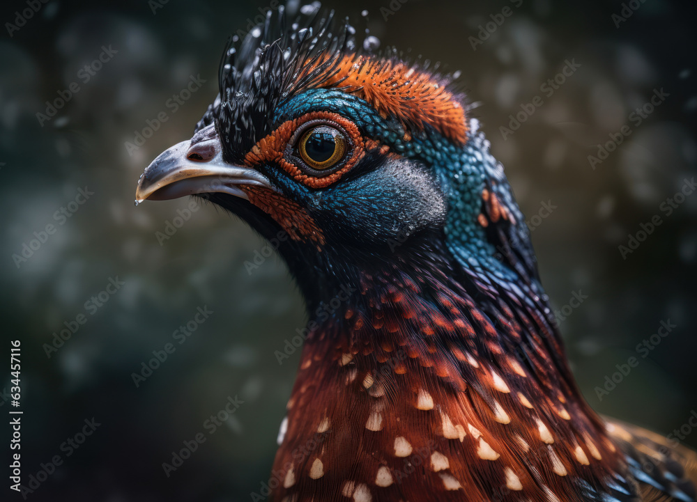 Pheasant bird portrait created with Generative AI technology