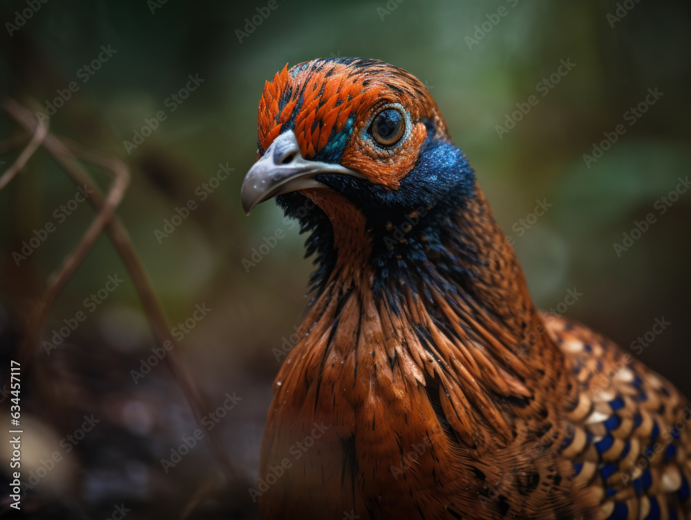 Pheasant bird portrait created with Generative AI technology Pheasant bird portrait created with Generative AI technology