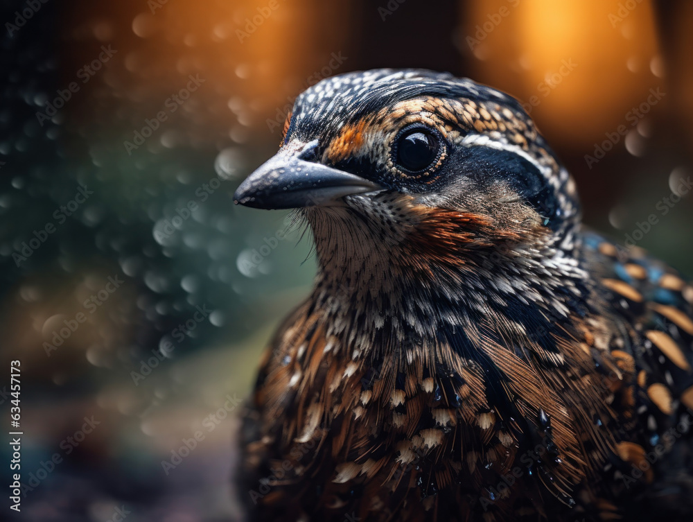 Quail bird portrait created with Generative AI technology
