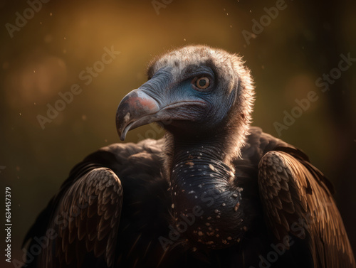 Vulture bird portrait created with Generative AI technology