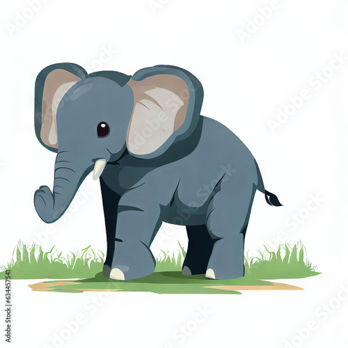 Playful Trunk Tales: Cute Elephant on a Blank Canvas, Generative AI
