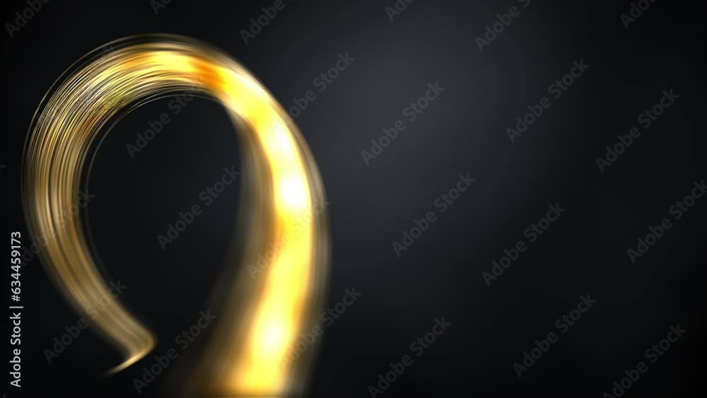 Dark silk wavy golden lines on matte carbon background v04