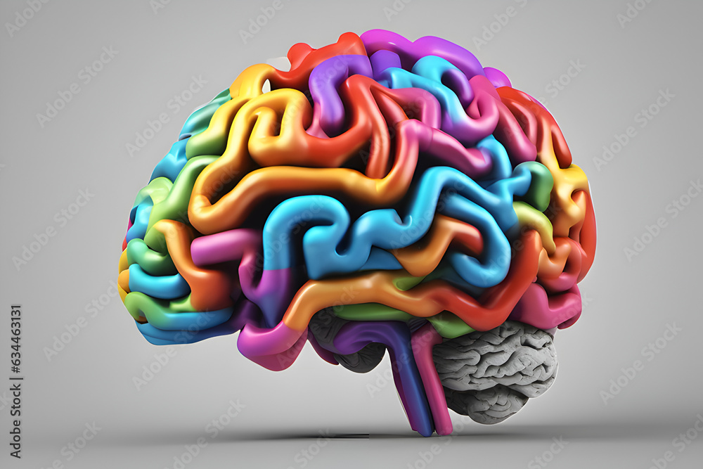 3d rendered illustration of human brain, Colorful mind unleashing the power of your brain AI generated Artwork 3d rendered illustration of human brain, Colorful mind unleashing the power of your brain AI generated Artwork