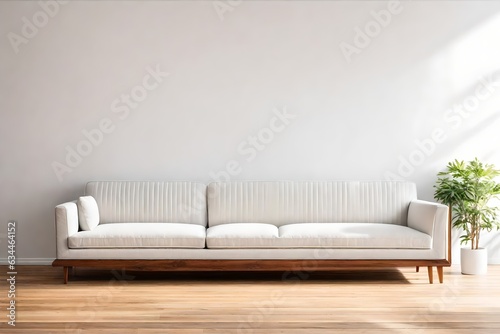 modern living room with white sofa and white wall ai generated
