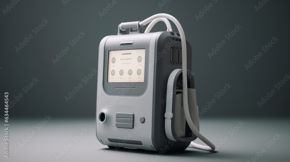 Portable oxygen concentrator isolated on gray background