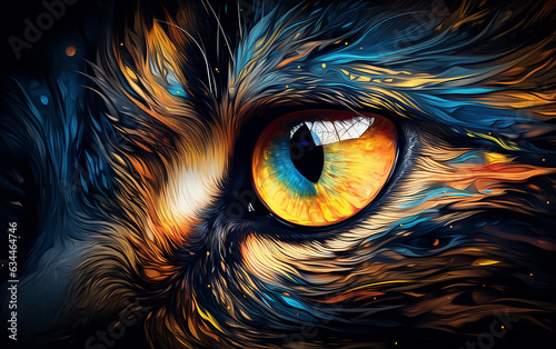 Cat's eye, colorful watercolor image. © omune