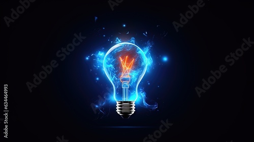 Neon lamp, dark background. AI generation
