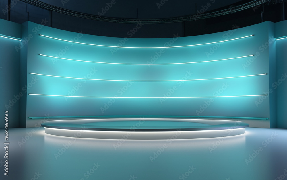3D Virtual TV Studio News, Backdrop For TV Shows .TV On Wall.3D Virtual News Studio Background,3d illustration