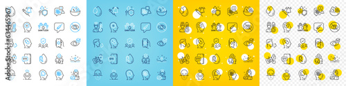 Vector icons set of Salad  People insurance and Stress line icons pack for web with Brain working  Mental conundrum  Face recognition outline icon. Clean skin  No alcohol  Health app pictogram. Vector