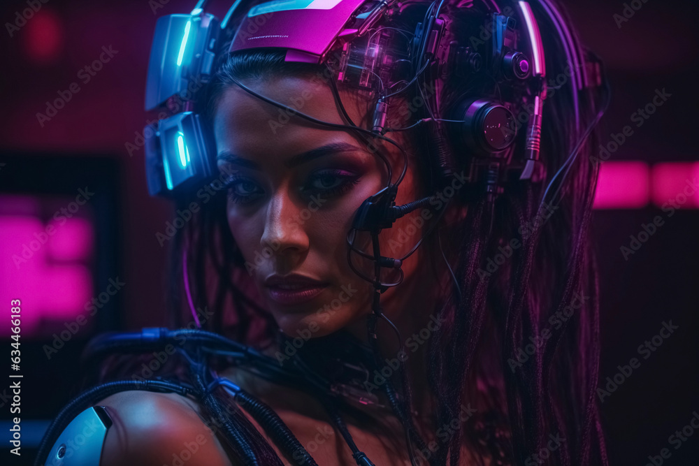Bionic humanoid cyborg woman from the future. Half human half machine. Bionic humanoid cyborg woman from the future. Half human half machine.