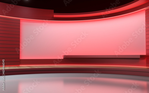 3D Virtual TV Studio News, Backdrop For TV Shows .TV On Wall.3D Virtual News Studio Background,3d illustration