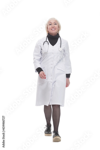 qualified female medical doctor. isolated on a white background.