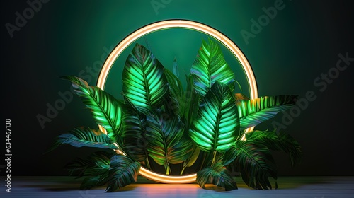 Tropical leaves neon colorf...