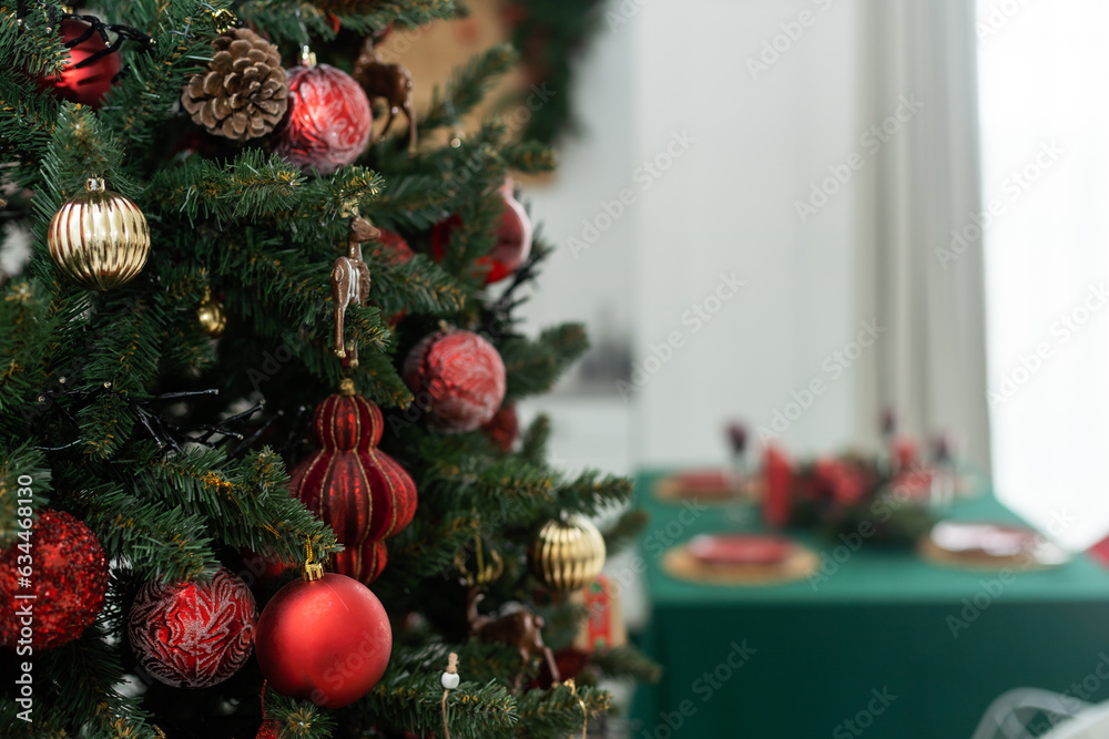 kitchen with Christmas tree. Background for display or montage your products.