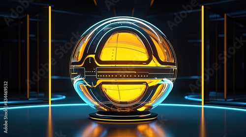 Sci-fi futuristic neon ball...