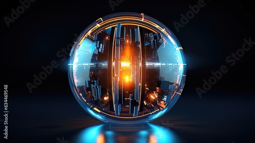 Sci-fi futuristic neon ball...