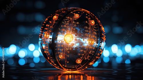 Sci-fi futuristic neon ball. AI generation