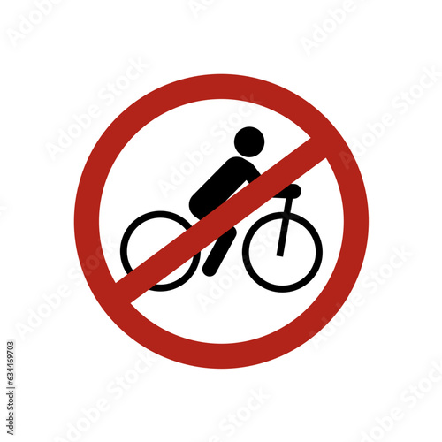 no cycling sign, 
Prohibition of cycling - vector sign