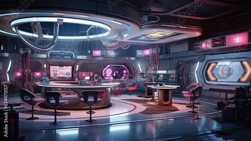 Sci-fi futuristic interior  neon. AI generation