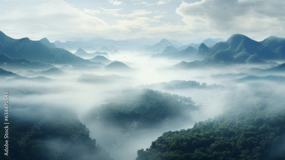 Scenic view of mist-covered valley