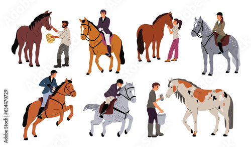 Photo Cartoon people with horses