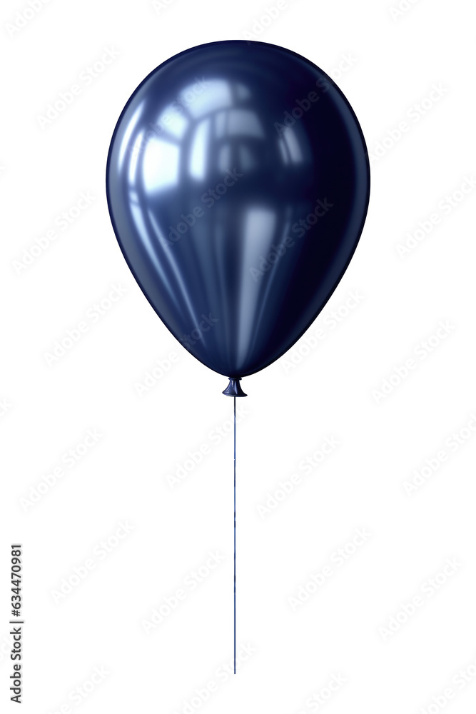 Dark blue metallic balloon isolated on transparent background. Generative ai Dark blue metallic balloon isolated on transparent background. Generative ai