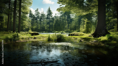 Serene and tranquil forest ponds