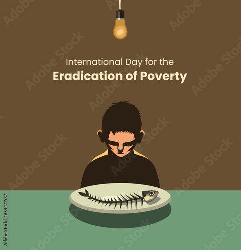 International Day for the Eradication of Poverty, October 17, Vector illustration, awareness, poster, NGO, World Food Day, basic Rights, World Habitat Day, global, food shortage, human basic needs